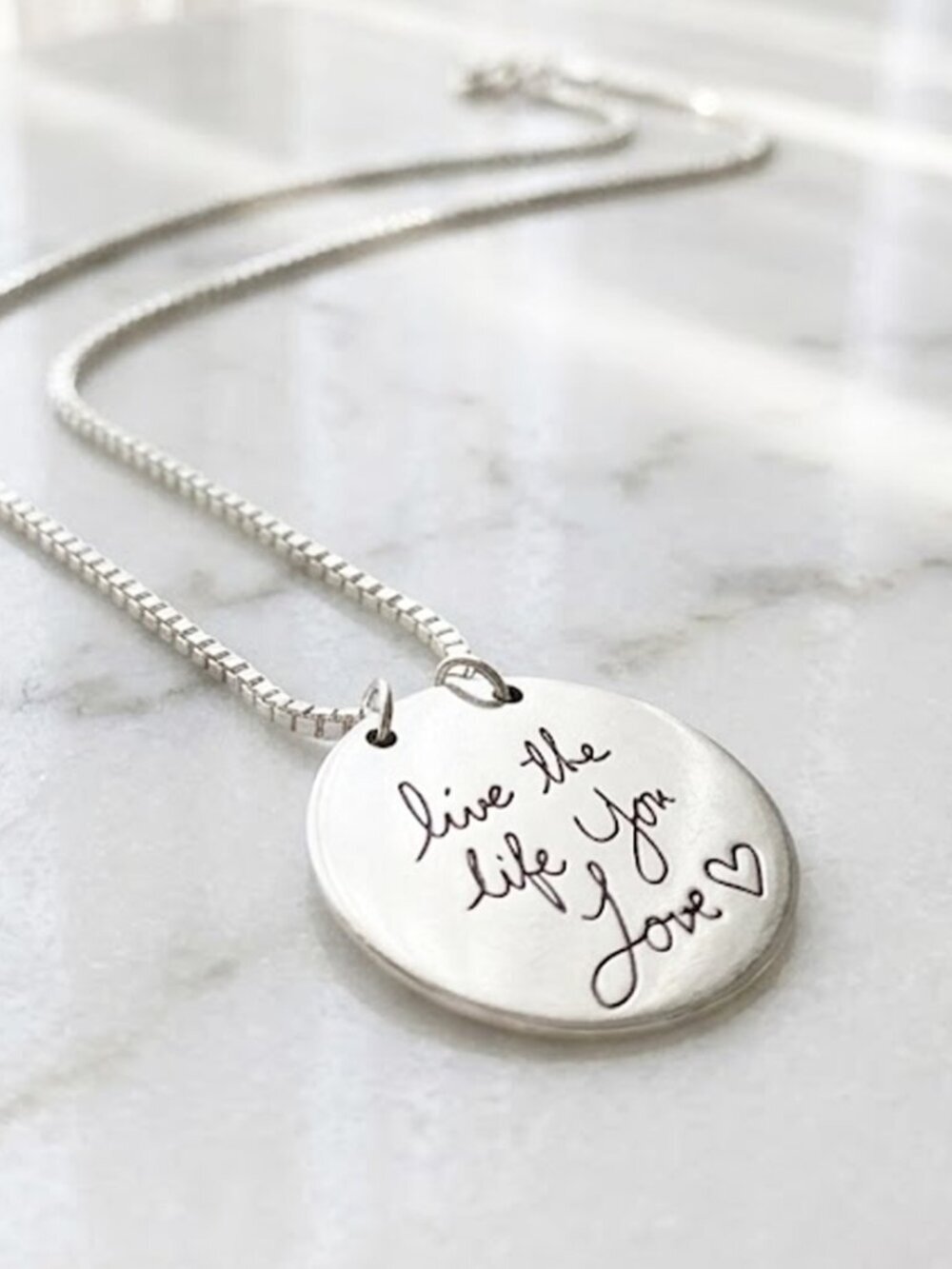 Silver Ladies Motivational Round Necklace
